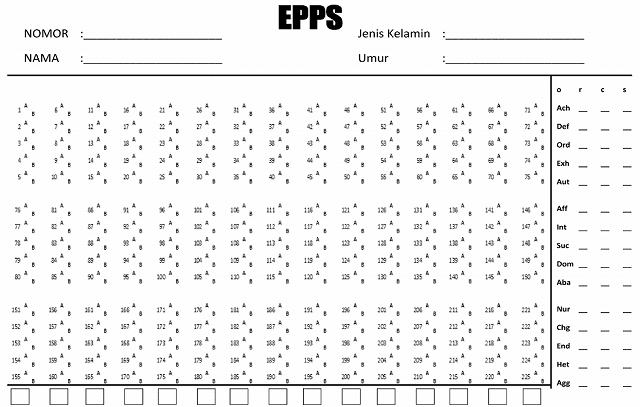 Psikotes EPPS  untuk Kepribadian